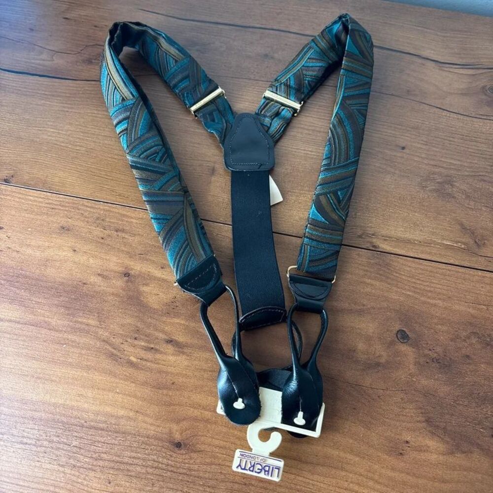 VTG Liberty of London Suspenders Braces Robinson's NWT Germany Blue Gold Paisley